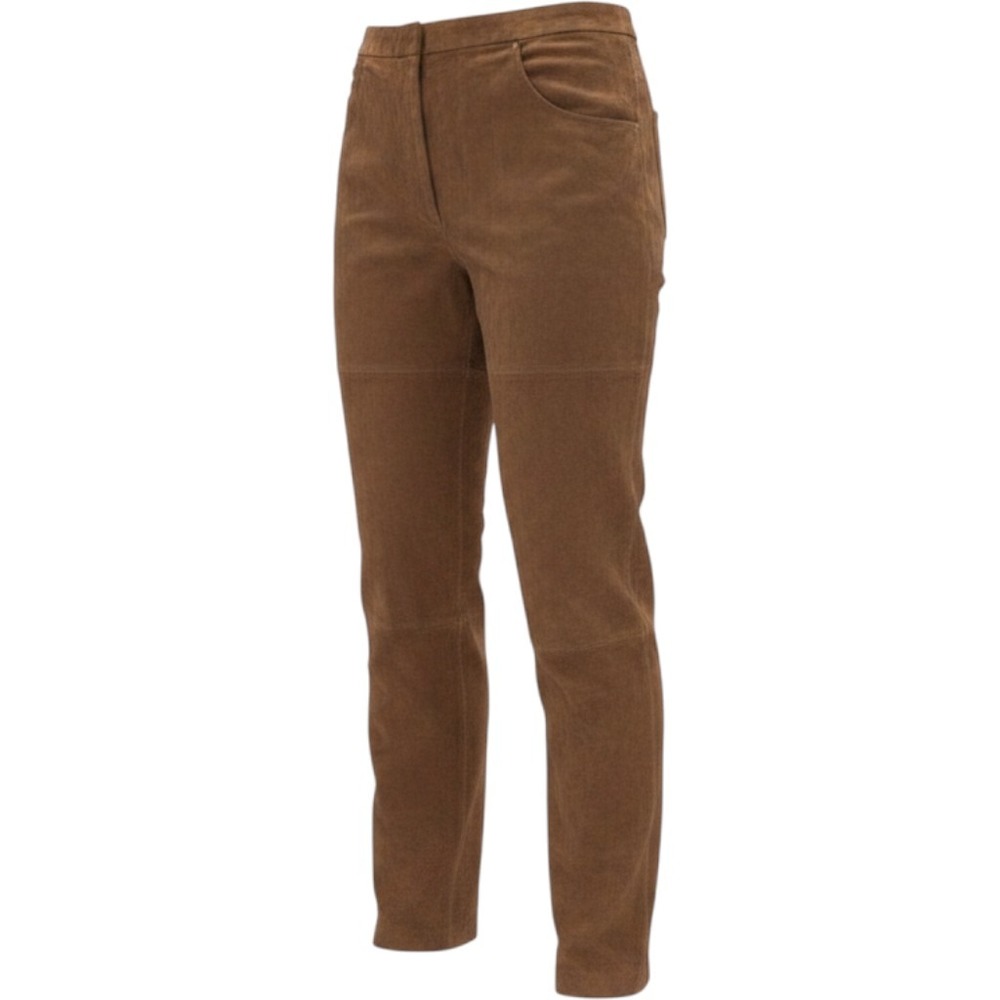 Vintage Camel Brown Suede‎ Leather High Waisted Straight Leg Pants Size 8